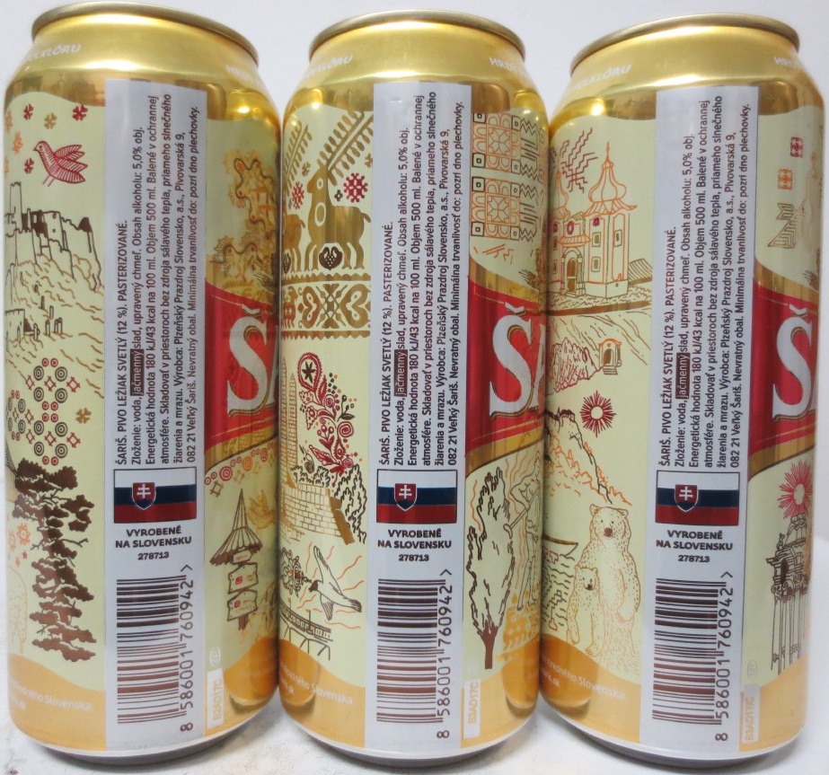 ŠARIŠ 12% ZLATÁ complete set from SLOWAKIA (50cl)