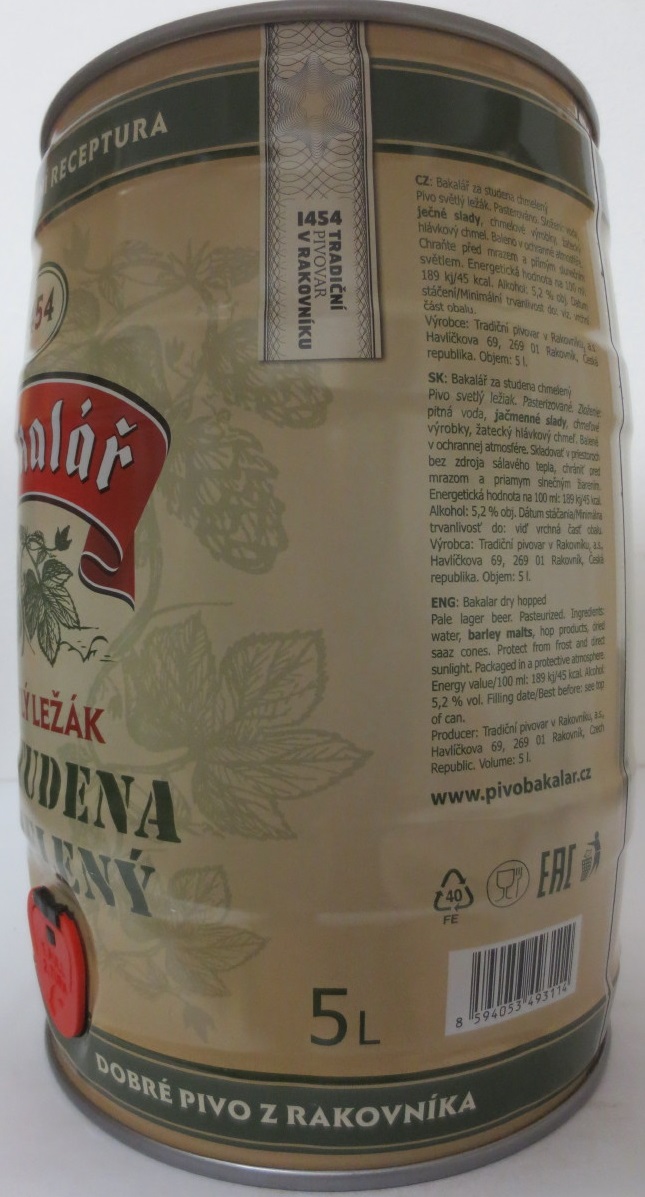 Bakalář SVĚTLÝ LEŽÁK ZA STUDENA CHMELENÝ