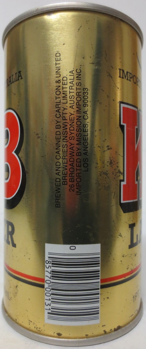 KB LAGER IMPORTED AUSTRALIA (74cl)