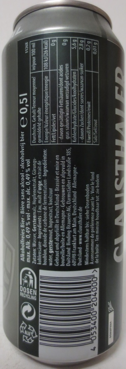 CLAUSTHALER ALKOHOLFREI ORIGINAL (50cl)
