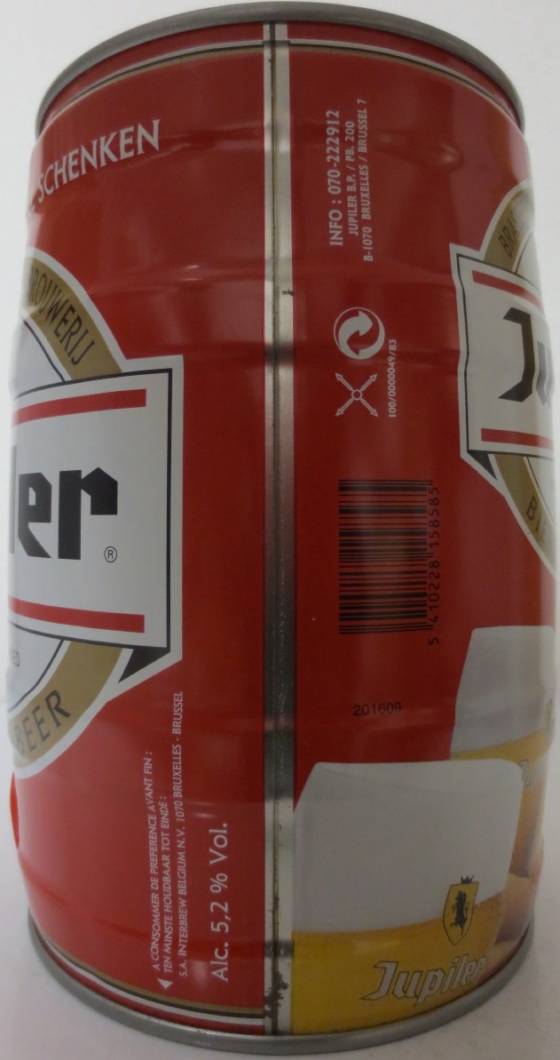 Jupiler BREWED AND CANNED IN BELGIUM Nr.1