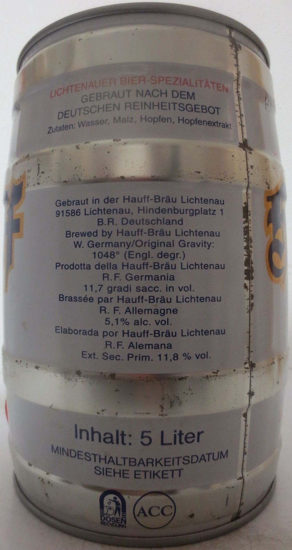 Hauff Pils LICHTENAUER BIER (5L) Nr.1 