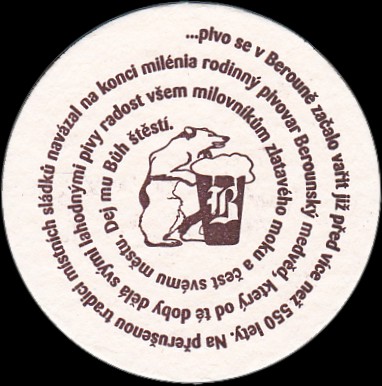 Berounský medvěd rodinný pivovar založeno 1998 Pivo, které žije. (PTMP-K-ab) 