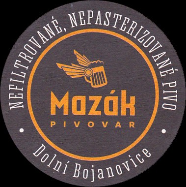 Mazák PIVOVAR Dolní Bojanovice NEFILTOVANÉ, NEPASTERIZOVANÉ PIVO (oranžová) (PTMP-K-ab)