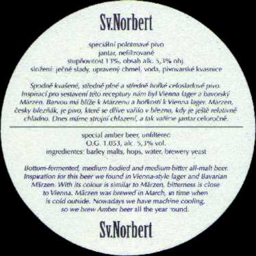 Sv. NORBERT SPECIAL BEER amber www.klasterni-pivovar.cz (PTMP-K-ab) 