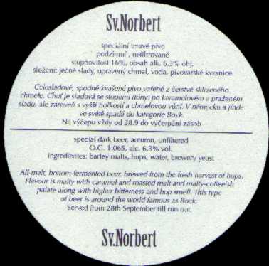 Sv. NORBERT SPECIAL BEER autumn dark www.klasterni-pivovar.cz (PTMP-K-ab) 