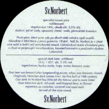 Sv. NORBERT SPECIAL BEER dark www.klasterni-pivovar.cz (PTMP-K-ab) 