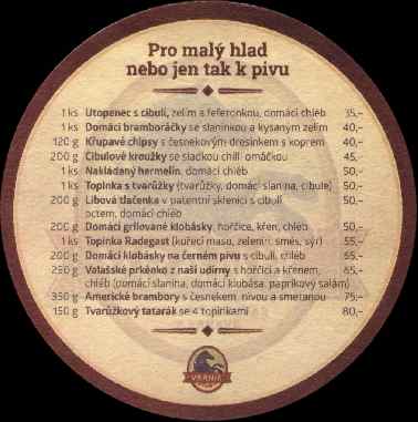 VRANÍK RODINNÝ PIVOVAR V TRNAVĚ dej si něco malého k pivu otoč tácek Pro malý hlad, nebo jen tak k pivu (PTMP-K-ab)