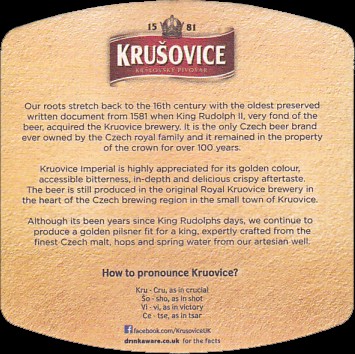 KRUŠOVICE Imperial ROYAL CZECH BEER Since 1581 (PTEX-S-ab)