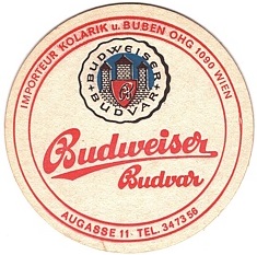 Budweiser Budvar IMPOORTEUR KULARIK u.BUBEN OHG 1090 WIEN TEL. 34 73 56 (PTEX-K-ab)