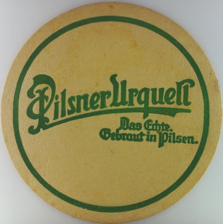 Pilsner Urquell Das Echte. Gebraut in Pilsen. MATTH. HARZHEIM K.G. (PTEX-K-ab)
