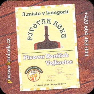 PIVOVAR KONÍČEK VOJKOVICE PIVO, KTERÉ VÁS ROZŘECHTÁ! 3.místo v kategorii PIVOVAR ROKU 2018 (PTMP-Č-ab) 