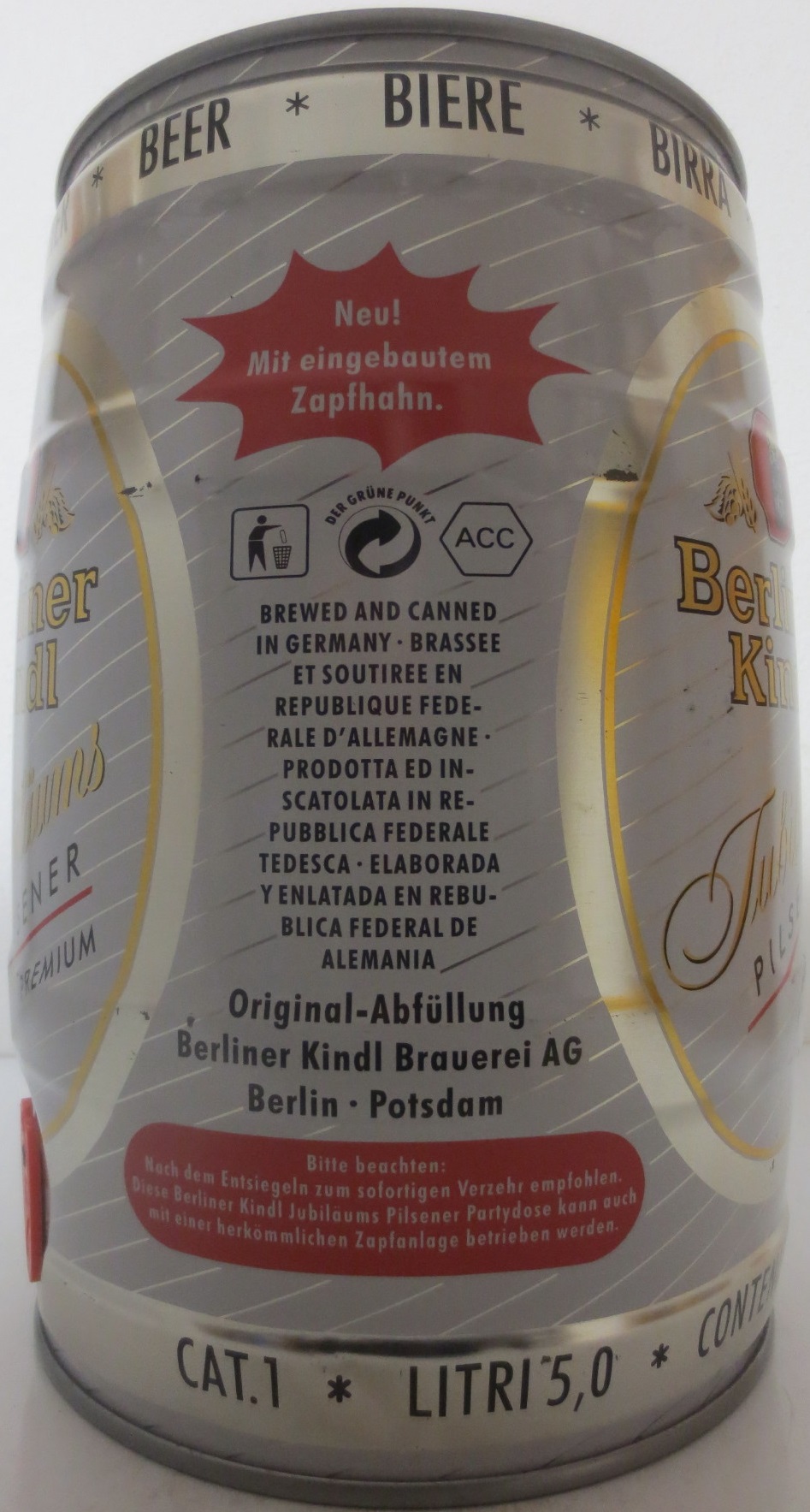 Berliner Kindl Jubiläums PILSENER PREMIUM (5L) Nr.1 