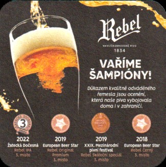 Rebel HAVLÍČKOBRODSKÉ PIVO 1834 VAŘÍME ŠAMPIÓNY (PTVP-Č-ab)