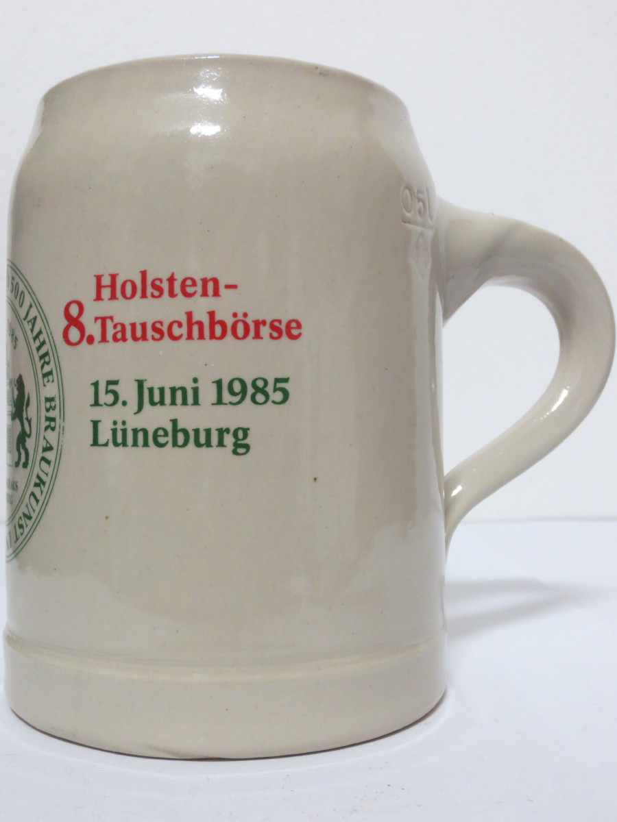Moravia Pils Holsten-8.Tauschbörse 15.Juni 1985 Lüneburg (0,5L) keramický korbel