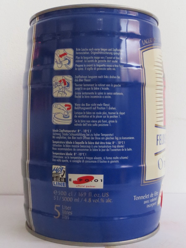 FELDSCHLÖSSCHEN Bier Biere Birra ORIGINAL PARTYFASS (Switzerland) Nr.1 