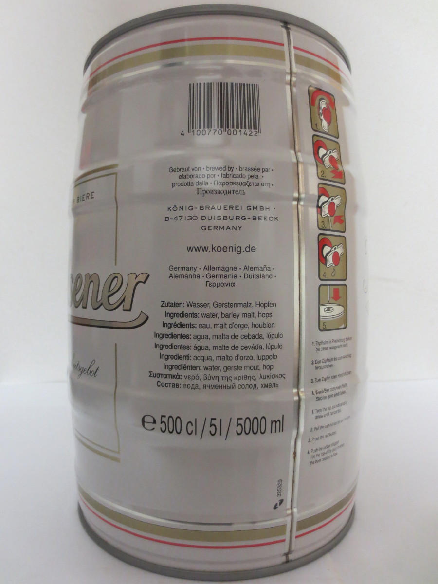 König Pilsener Gebraut nach dem Reinheitsgebot von 1516