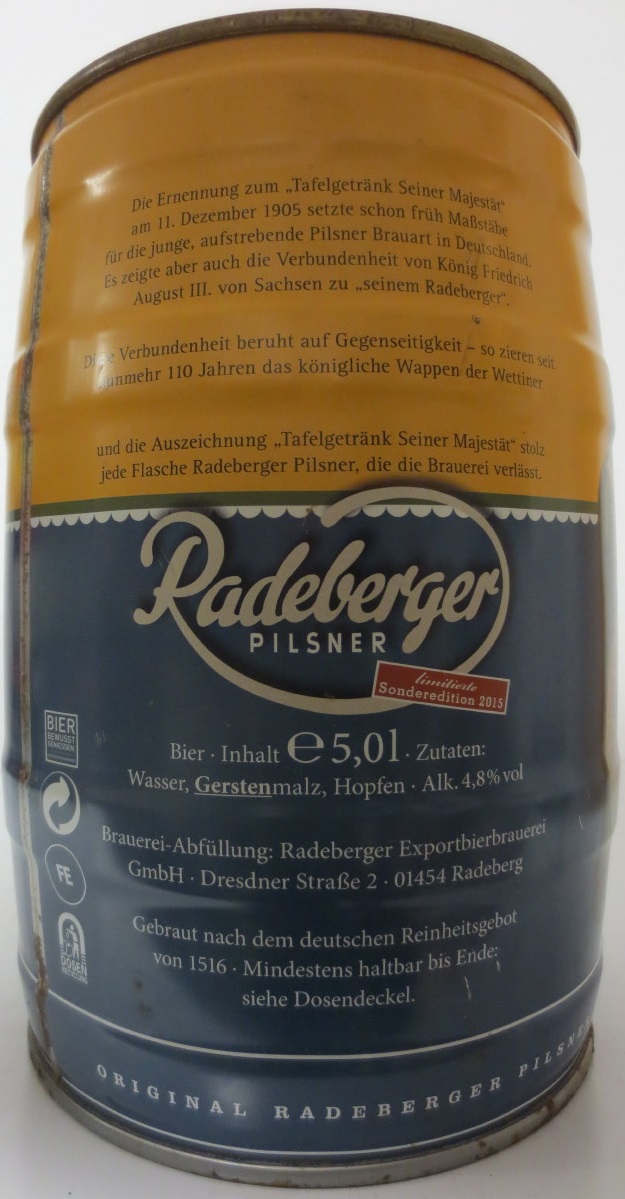 Radeberger PILSNER limitierte Sonderedition 2015 Nr.2