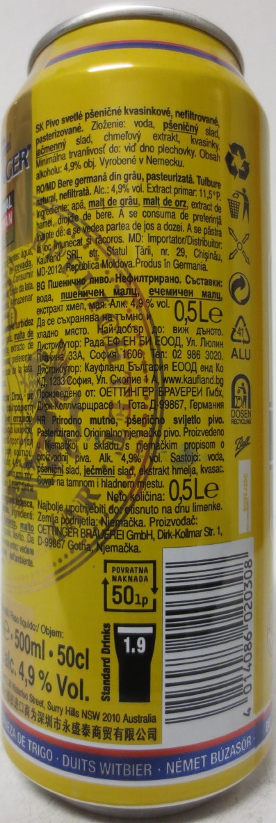 OETTINGER Weissbier Naturtrüb (50cl) (B/O) Nr.1