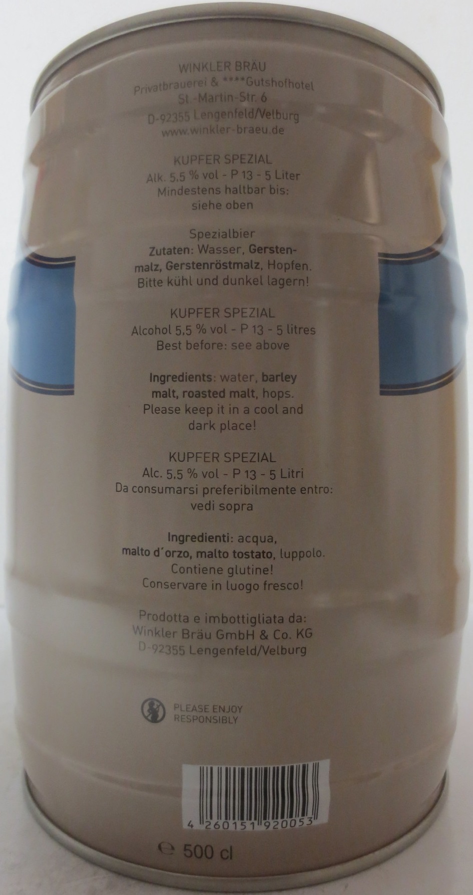 Winkler Bräu Lengenfeld seit 1828 Kupfert Spezial 