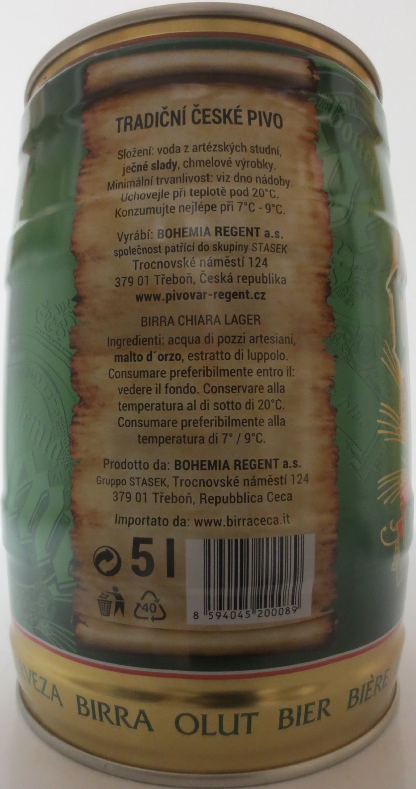 Bohemia regent Tradiční české pivo TŘEBOŇ