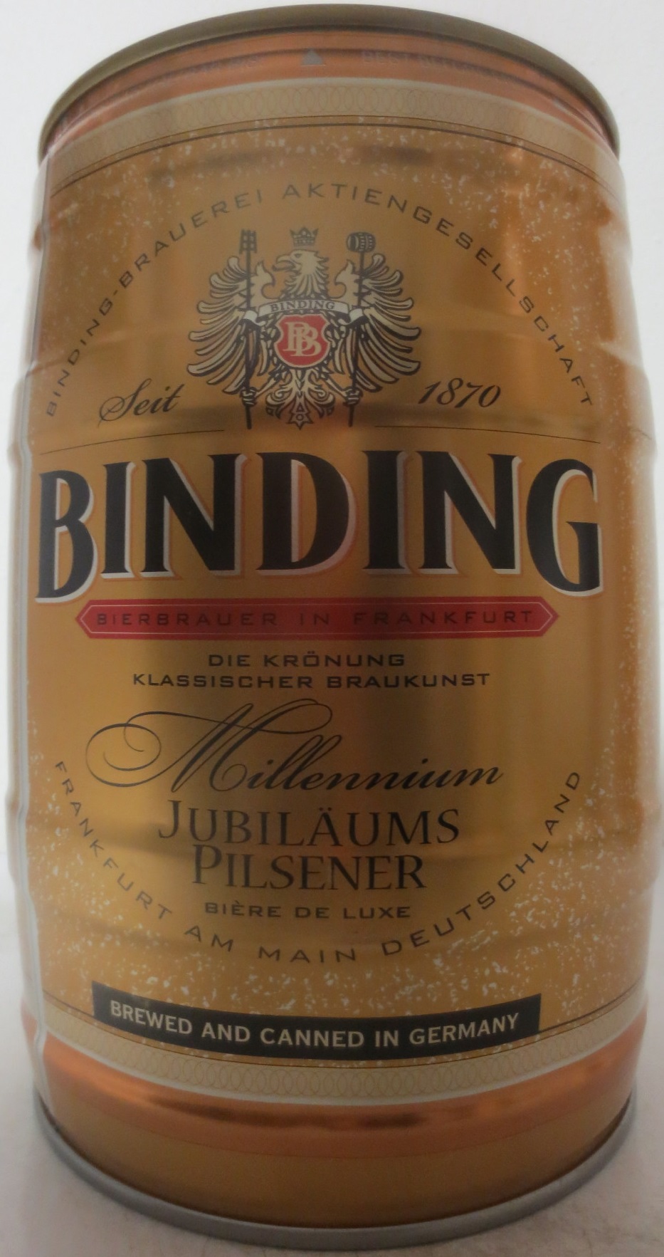 BINDING Millenium JUBILÄUMS PILSENER (5L) Nr.1 