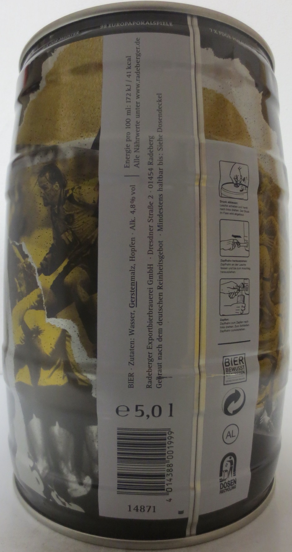 Radeberger PILSNER DRESDEN 1953-2023 (5L) Nr.1 