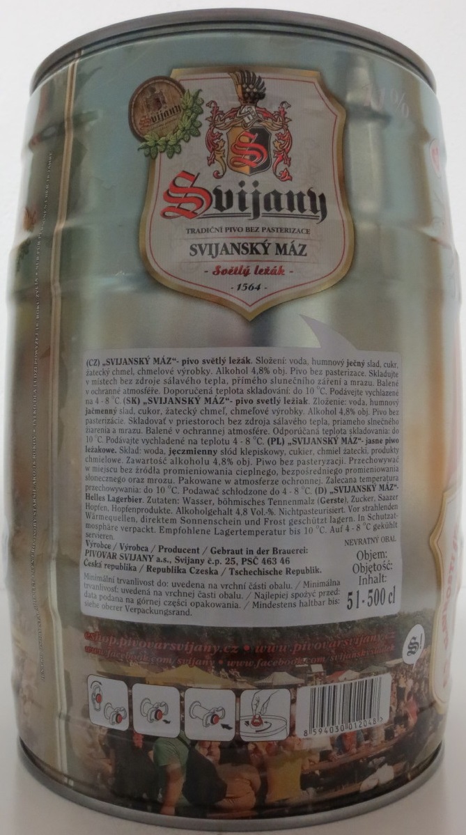 Svijany SVIJANSKÝ MÁZ 28. SLAVNOSTI SVIJANSKÉHO PIVA (5L) č.1