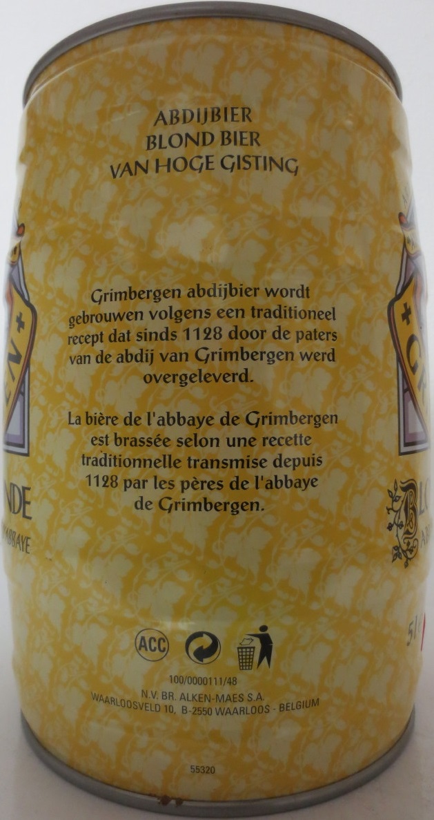 GRIMBERGEN BLOND BLONDE ABDIJBIER BIERE D´ABBAYE