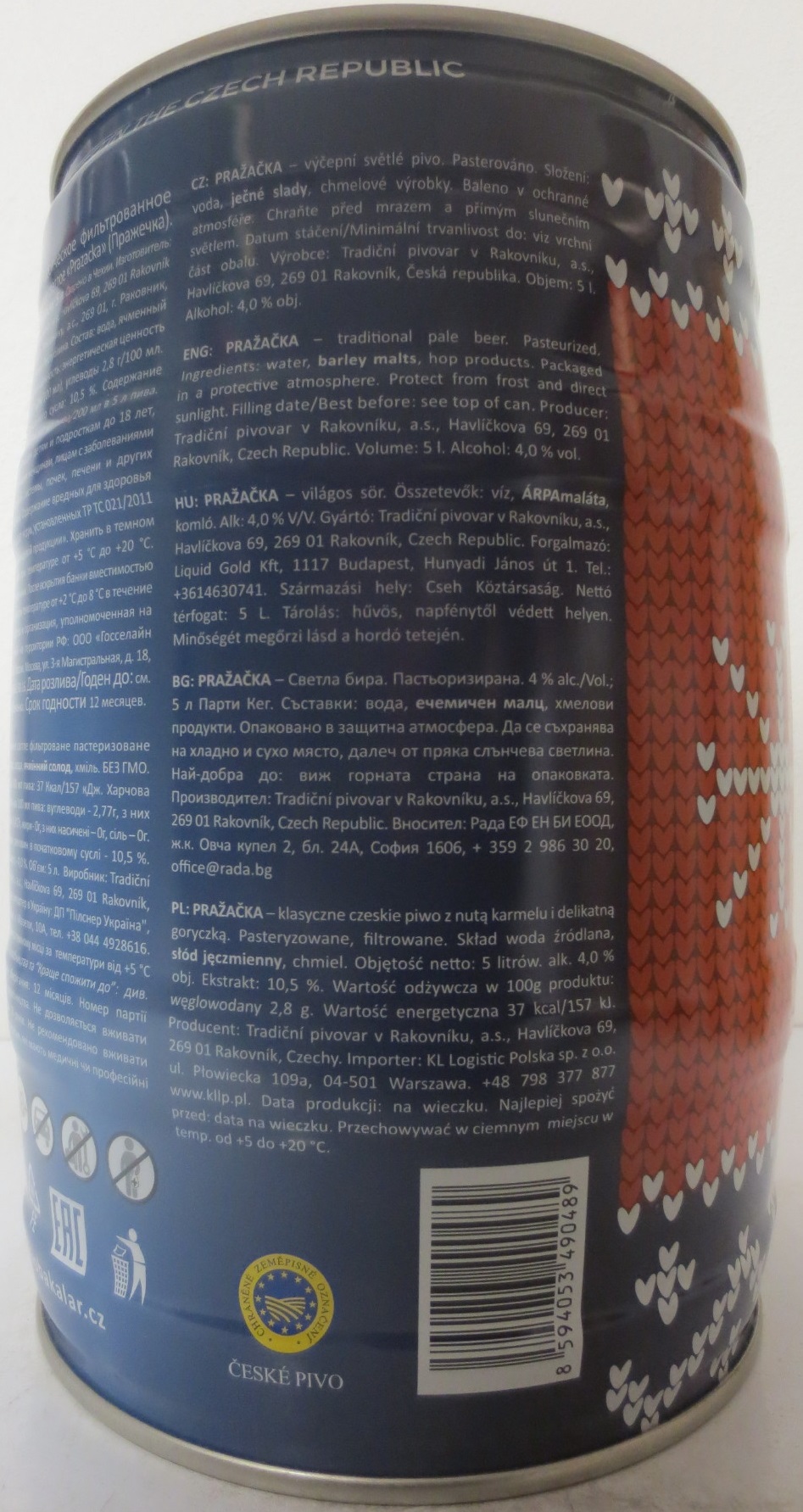 PRAŽAČKA SVĚTLÁ DESÍTKA PALE LAGER LIMITED WINTER EDITION (5L) č.1