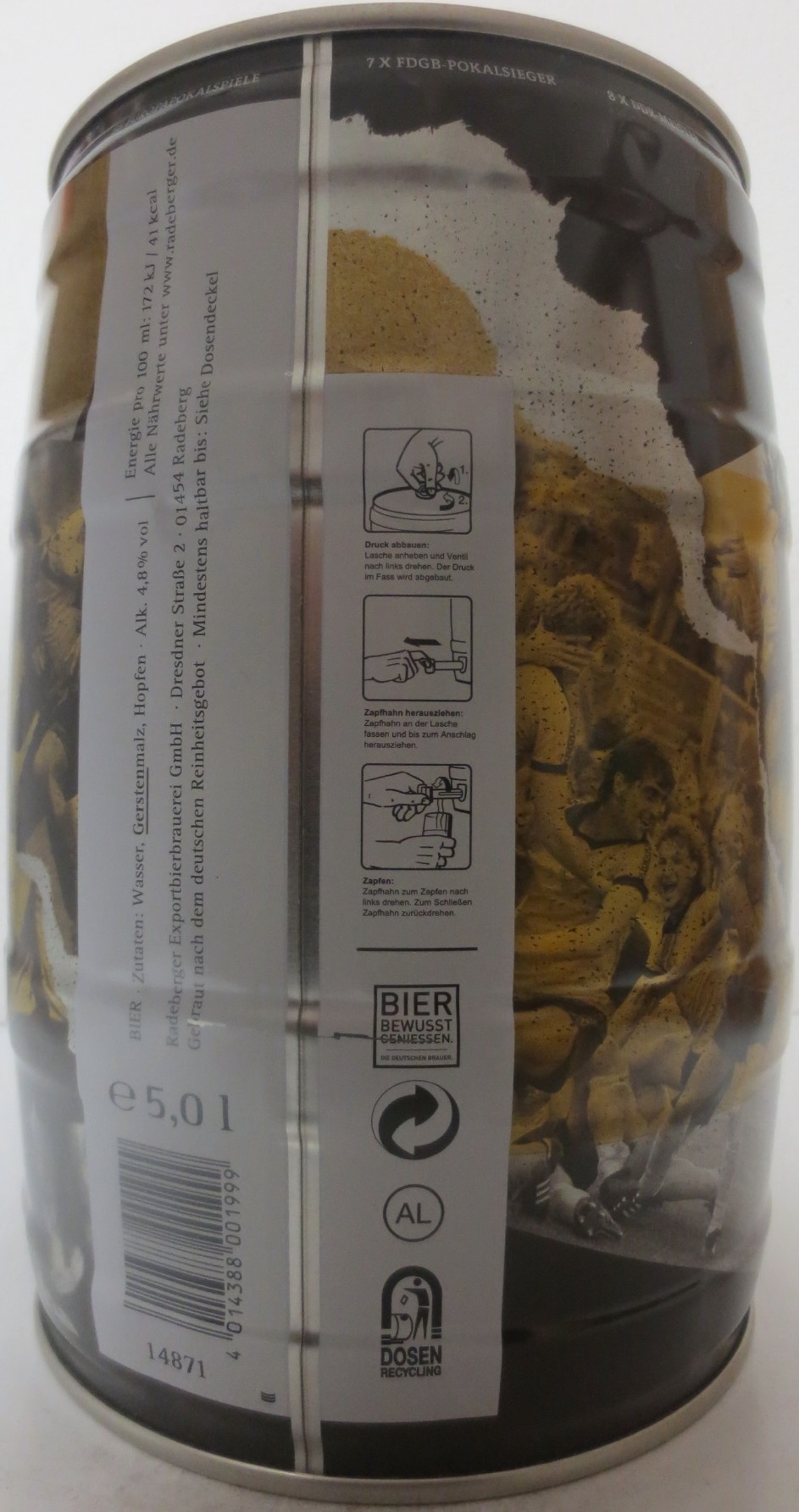 Radeberger PILSNER DRESDEN 1953-2023 (5L) Nr.1 