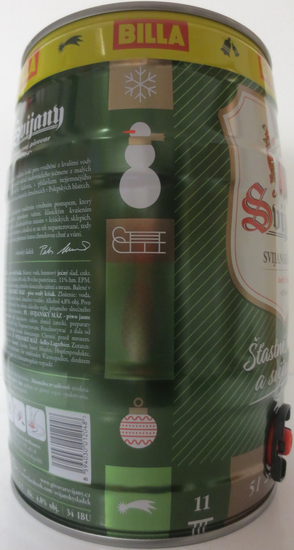 Svijany SVIJANSKÝ MÁZ - Světlý ležák .1564. Šťastné, veselé a Svijanské! - BILLA (5L) č.1