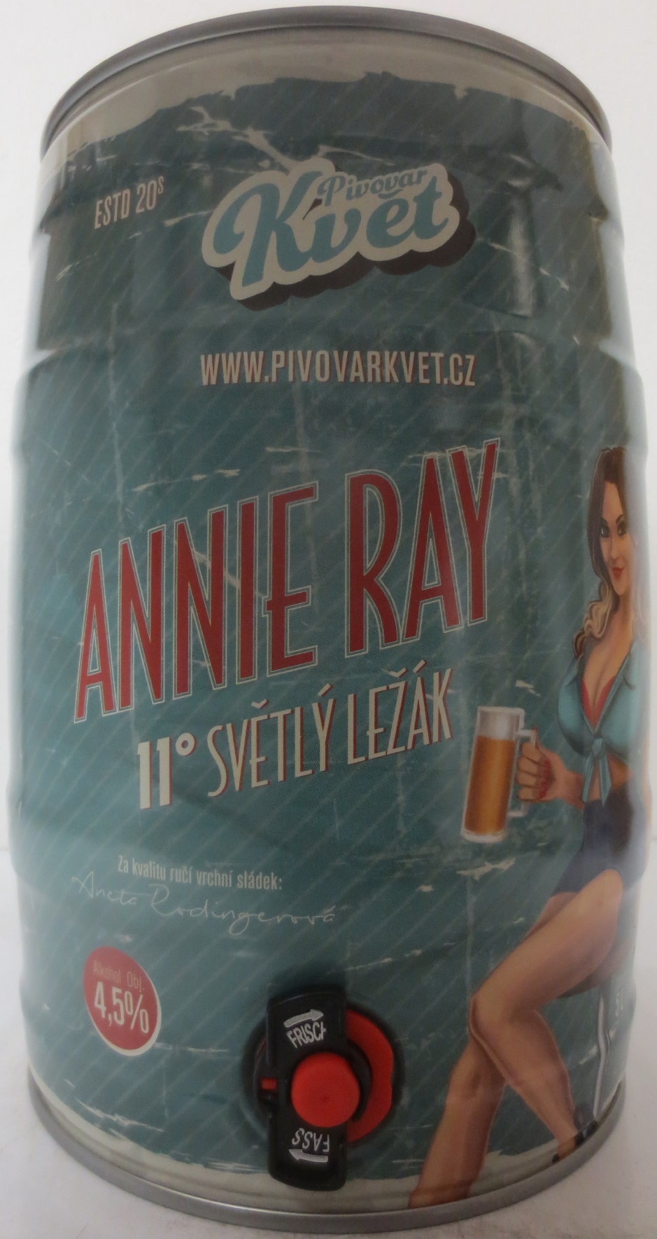 Pivovar Květ WWW.PIVOVARKVET.CZ ANNIE RAY 11° SVĚTLÝ LEŽÁK (5L) č.1 