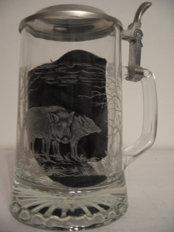 LOVECKÝ MOTIV s kancem č.2 (0,5L) skleněný krýgl s pokličkou