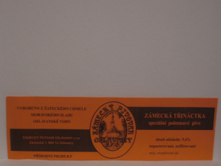 OSLAVANY ZÁMECKÁ TŘINÁCTKA minipivovar Oslavany